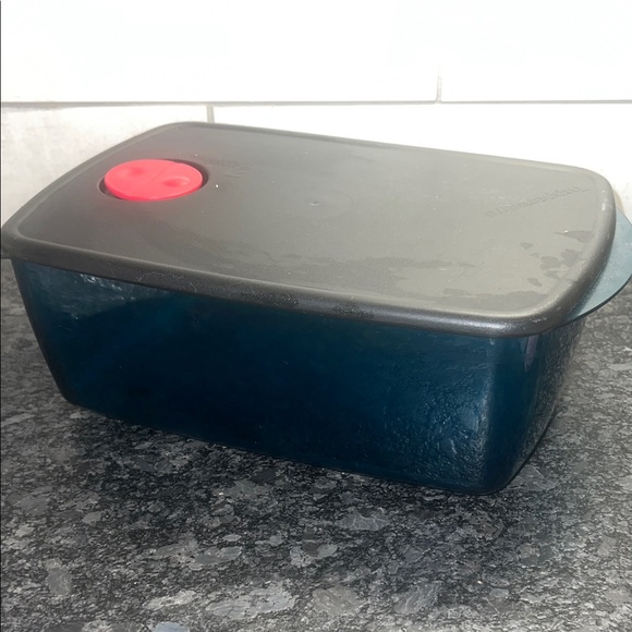 Tupperware Other - Tupperware Vent N Serve Black Lid with Blue Base Container. Microwave.